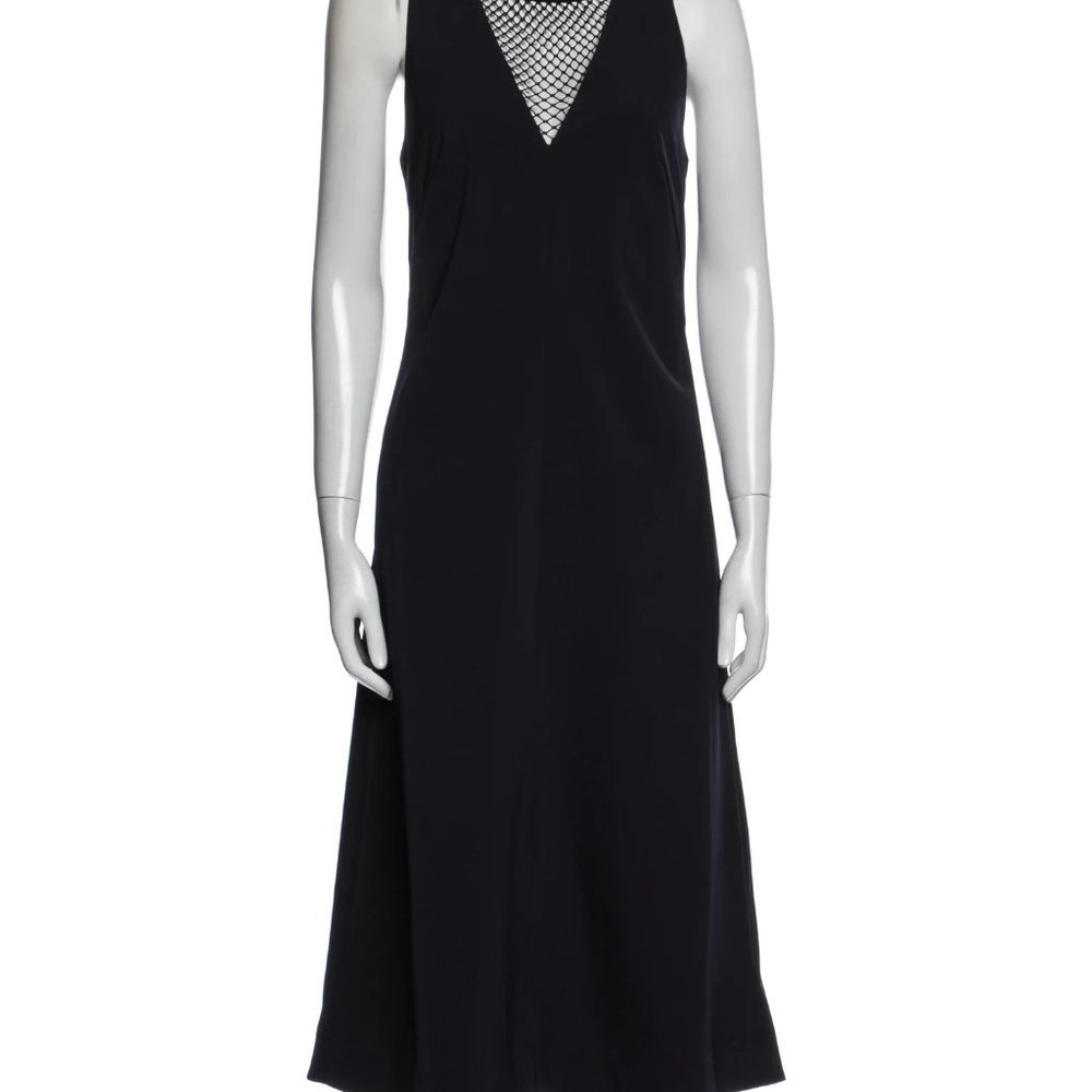 NWT NOMIA Crossback Insert Midi Dress Sz 4 Blue Mesh Square Neck PROM Formal …